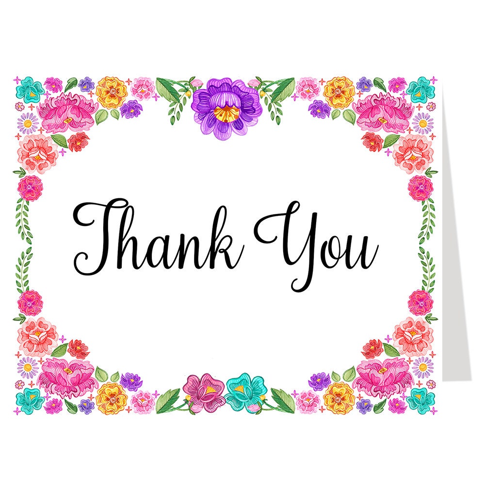 Fiesta Thank You Cards Mexican Spanish Flowers Wedding Etsy Fiesta Thank You Cards Mexican Spanish Flowers Wedding Etsy