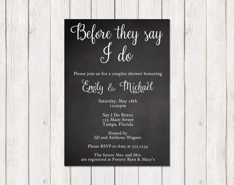 Printed Couples Wedding Shower Invitations Chalkboard Etsy