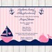 Nautical Baby Shower Invitations, Girls, Whale, Pink, Sailboat, Anchors, Away, Aweigh, Printable, INSTANT DOWNLOAD Fully Editable Invite