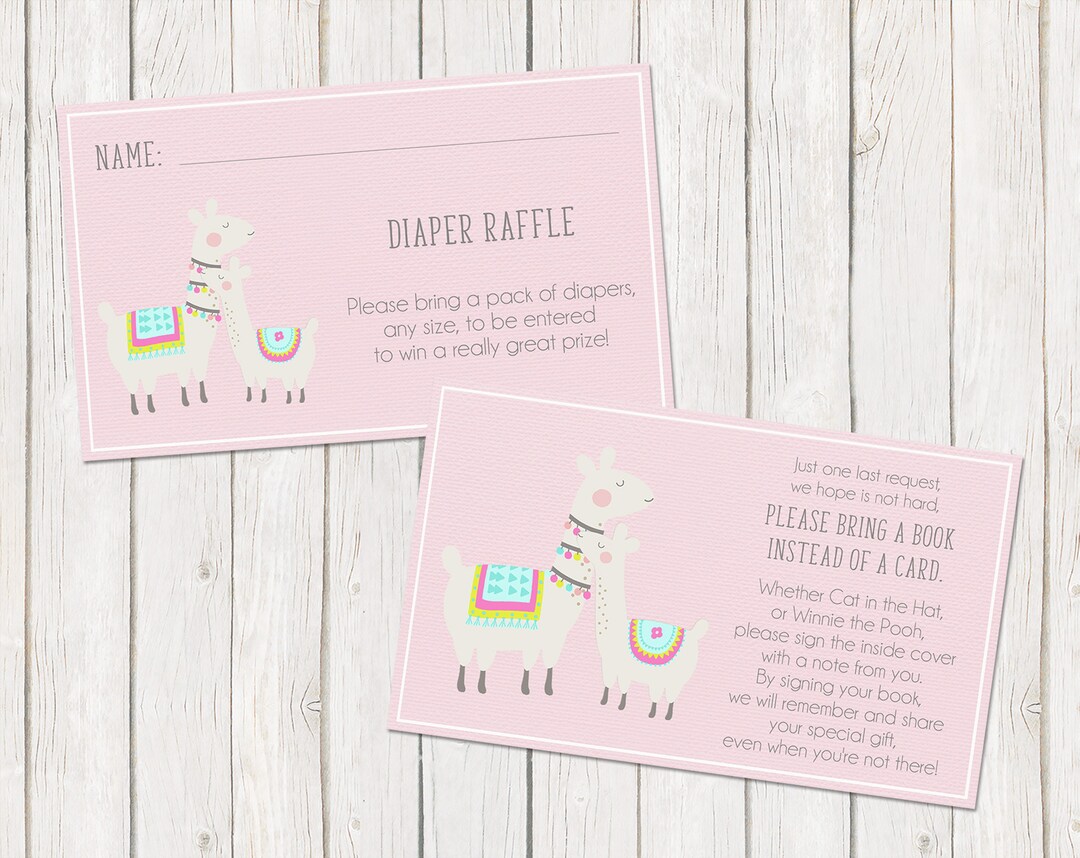 Llama Baby Shower Diaper Raffles Raffle Tickets Game Etsy