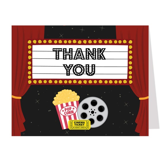 Movie Birthday Party Thank You Card Lights Camera Action