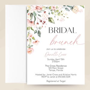 Bridal Brunch Shower Invitation – Pink Floral, Printed image 4