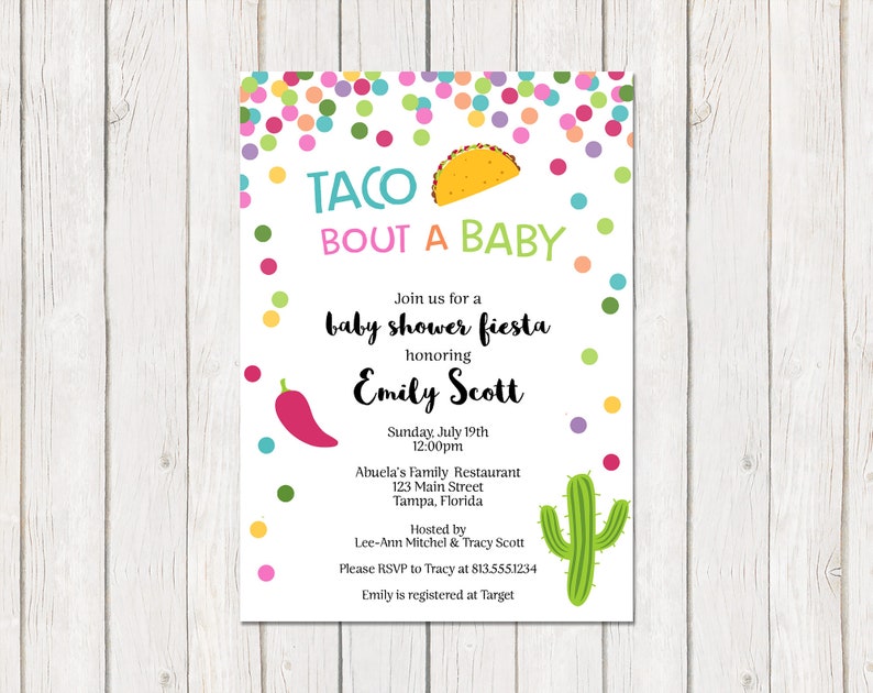 Printed Taco Baby Shower Invitations Taco Bout A Baby Taco Etsy