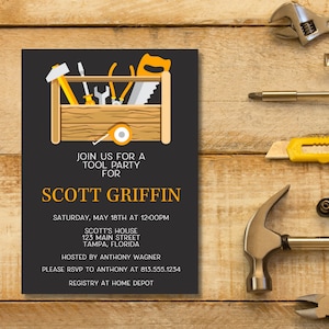Tool Invitations, Groom Shower, Bachelor Party, Couples Shower, New Home, Housewarming, Digital, INSTANT DOWNLOAD Fully Editable Invite