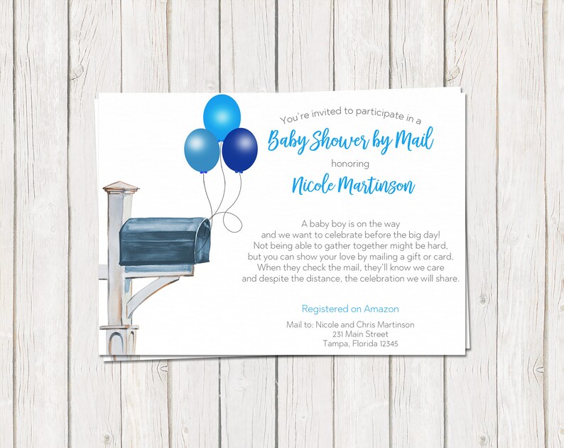 Printed Baby Shower by Mail Invitations Virtual Shower Etsy