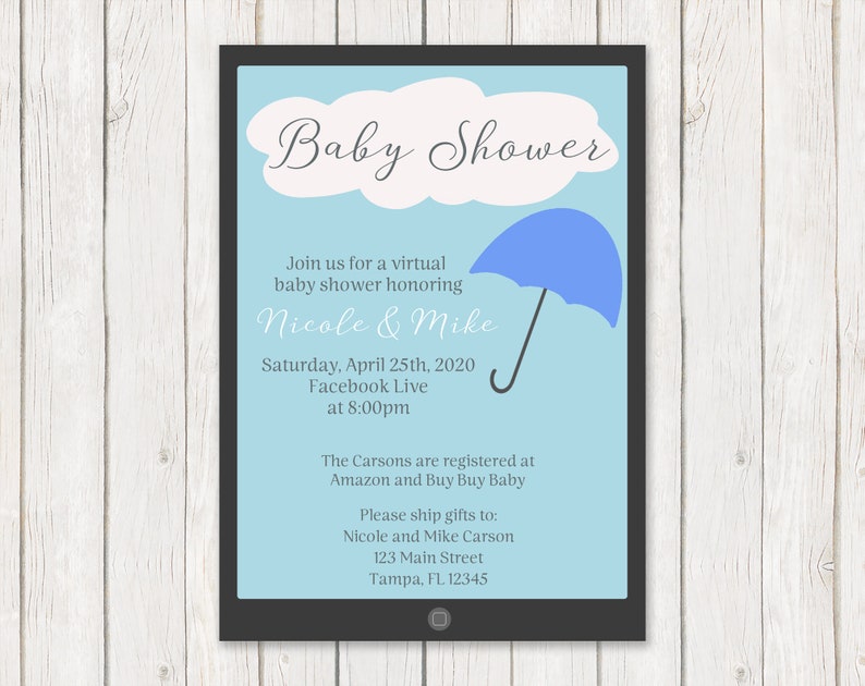 Umbrella Baby Shower Invitation INSTANT DOWNLOAD Fully Editable Invite Printable Blue Unisex Pink Boys Shower by Mail Girls Virtual