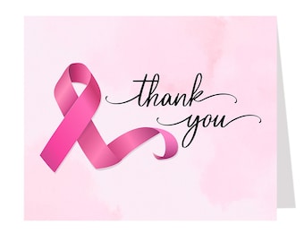 Breast Cancer Thank You Cards, Cancer Survivor, Appreciation Card, Printed Note Card