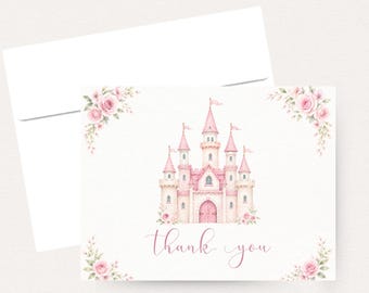 Pretty Princess Thank You Cards, Castle Baby Shower with Flowers, Set of 24