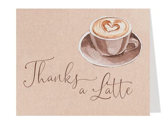 Love is Brewing Thank You Cards, Bridal Shower, Wedding, Love you Latte, Folded Note Cards, Blank Inside, With Envelopes