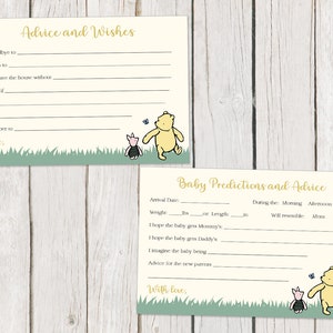 Winnie l'ourson, prédictions ou conseils pour une future maman, jeux de baby shower, activités vintage, nostalgique, rétro, cartes imprimées