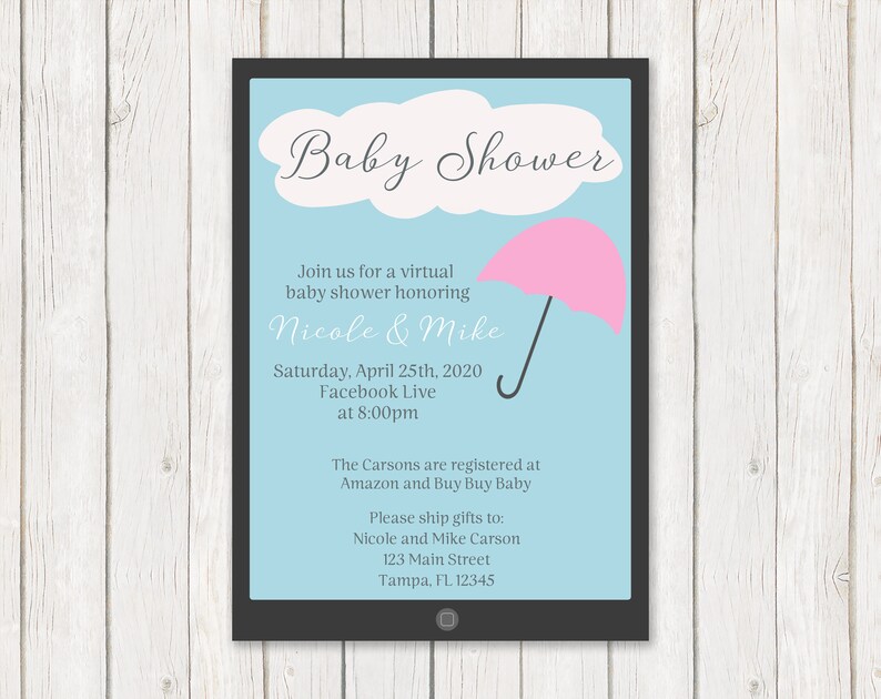 Umbrella Baby Shower Invitation INSTANT DOWNLOAD Fully Editable Invite Printable Blue Unisex Pink Boys Shower by Mail Girls Virtual