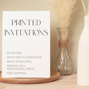 Impression d'invitation, 5x7 pouces, Imprimé sur papier cartonné mat, Imprimez vos invitations ou fichiers, Enveloppes incluses, Imprimez mes cartes, Livraison gratuite