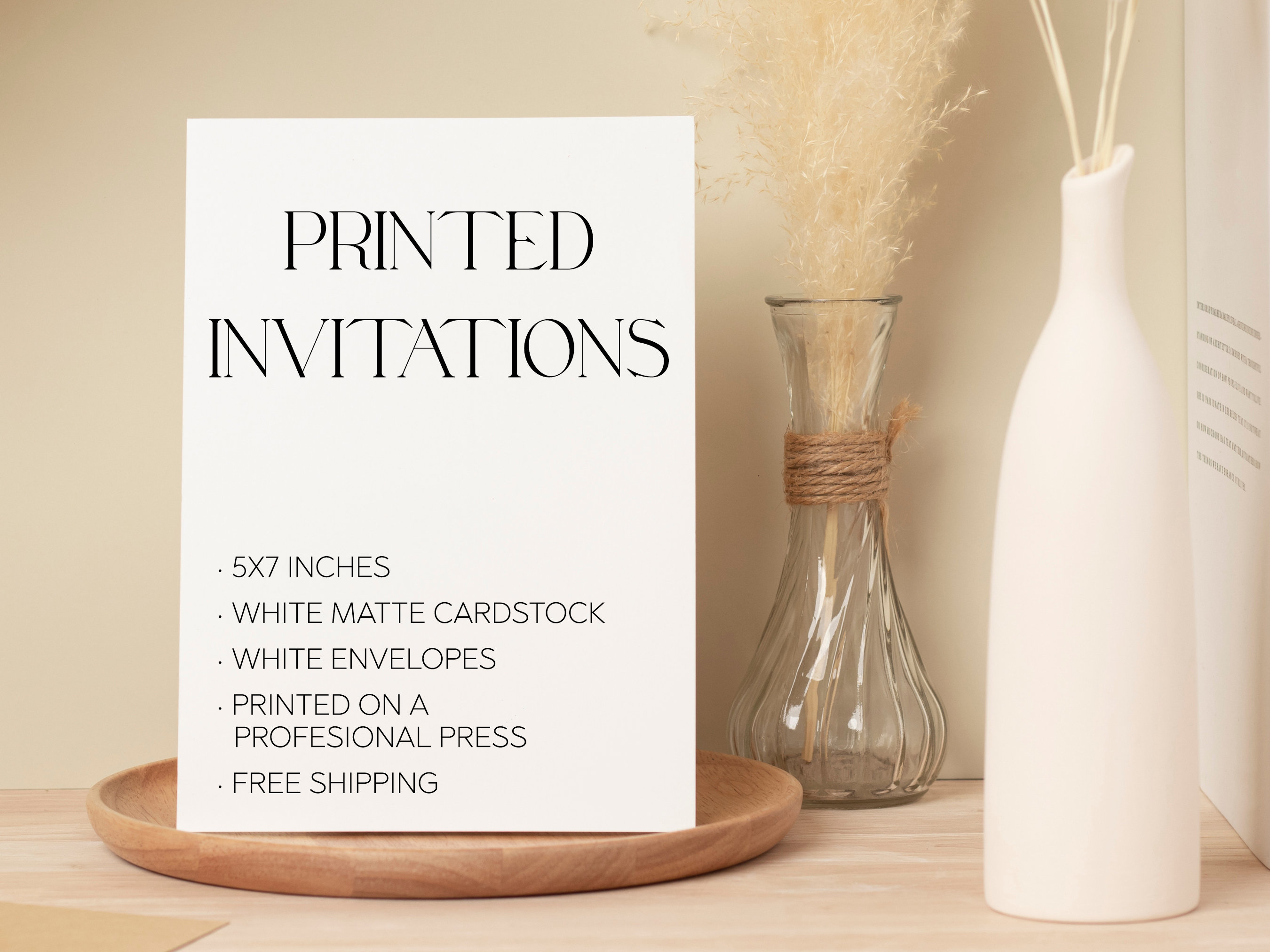 Invitation Printing, 5x7 Inches, Printed on Matte Cardstock, Print Your  Invites or Files, Envelopes Included, Print My Cards, Free Shipping 