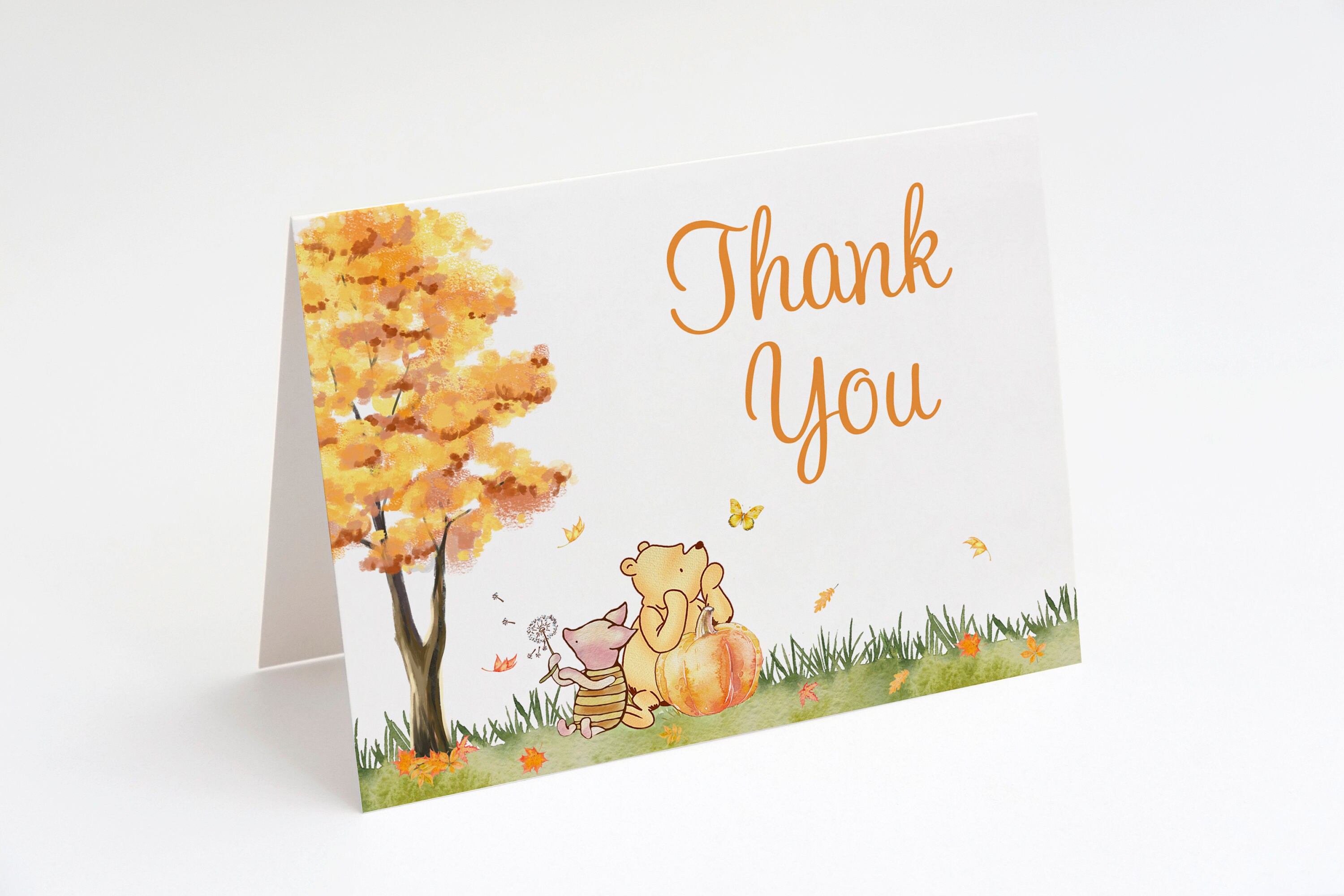 Winnie the Pooh Thank You Cards, Baby Shower, Nostalgic, Autumn