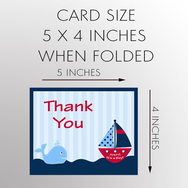 Nautical Thank You Cards Baby Shower Boys Anchor Whale Etsy