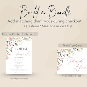Bridal Brunch Shower Invitation – Pink Floral, Printed image 2