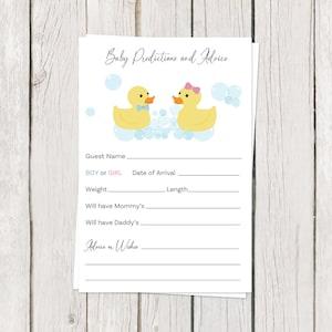 Prédictions dandiner le bébé pour une future maman, cartes, canard, petit canard, bulles, jeux, activités, unisexe, cartes imprimées, (paquet de 24)