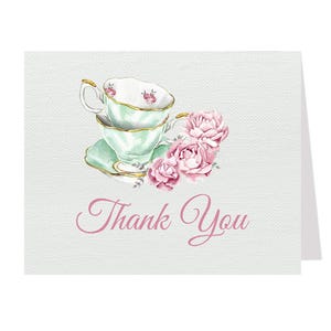 Cartes de remerciement pour une tasse de thé, remerciement pour la douche nuptiale, Shower de bébé, déjeuner, remerciement d'anniversaire, cartes de correspondance vierges