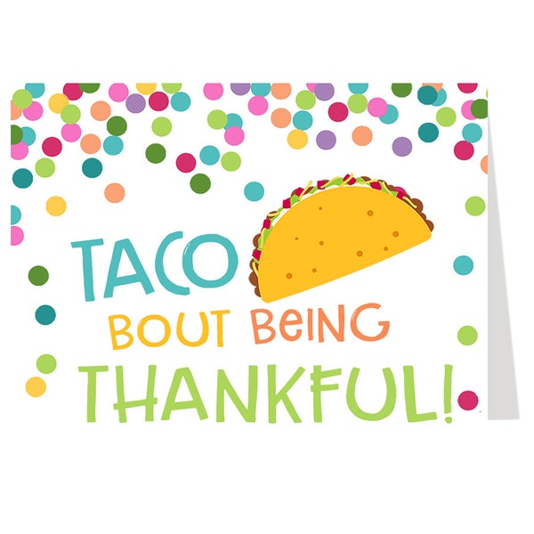 Taco, Thank You Cards, Baby Shower, Birthday, Taco Party, Taco Tuesday, Taco Bar, Fiesta, Confetti, Neutral, Folded Notes Blank Inside