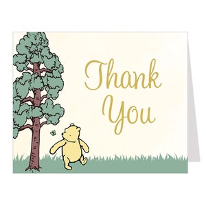Cartes de remerciement Winnie l'ourson, baby shower, ourson, sexe neutre, unisexe, cartes de correspondance pliées, vierges à l'intérieur