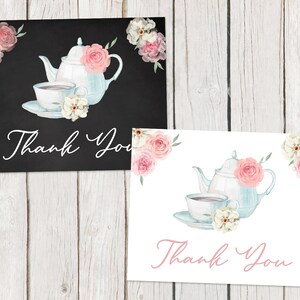 Cartes de remerciement Tea Party Shower nuptiale Baby Shower Party Déjeuner Fête d'anniversaire Thé britannique Notes pliées Vierges à l'intérieur