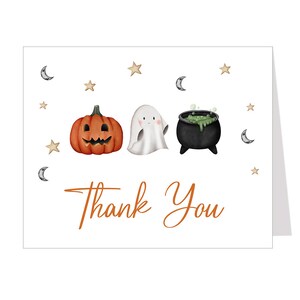 Cartes de remerciement sur le thème d'Halloween, Petit huard, Shower de bébé, Fête d'automne, Fête d'Halloween, Notes pliées, Intérieur vierge