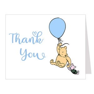 Cartes de remerciement Winnie l'ourson, baby shower, cartes de correspondance classiques ourson, ourson, notes pliées, blanc à l'intérieur