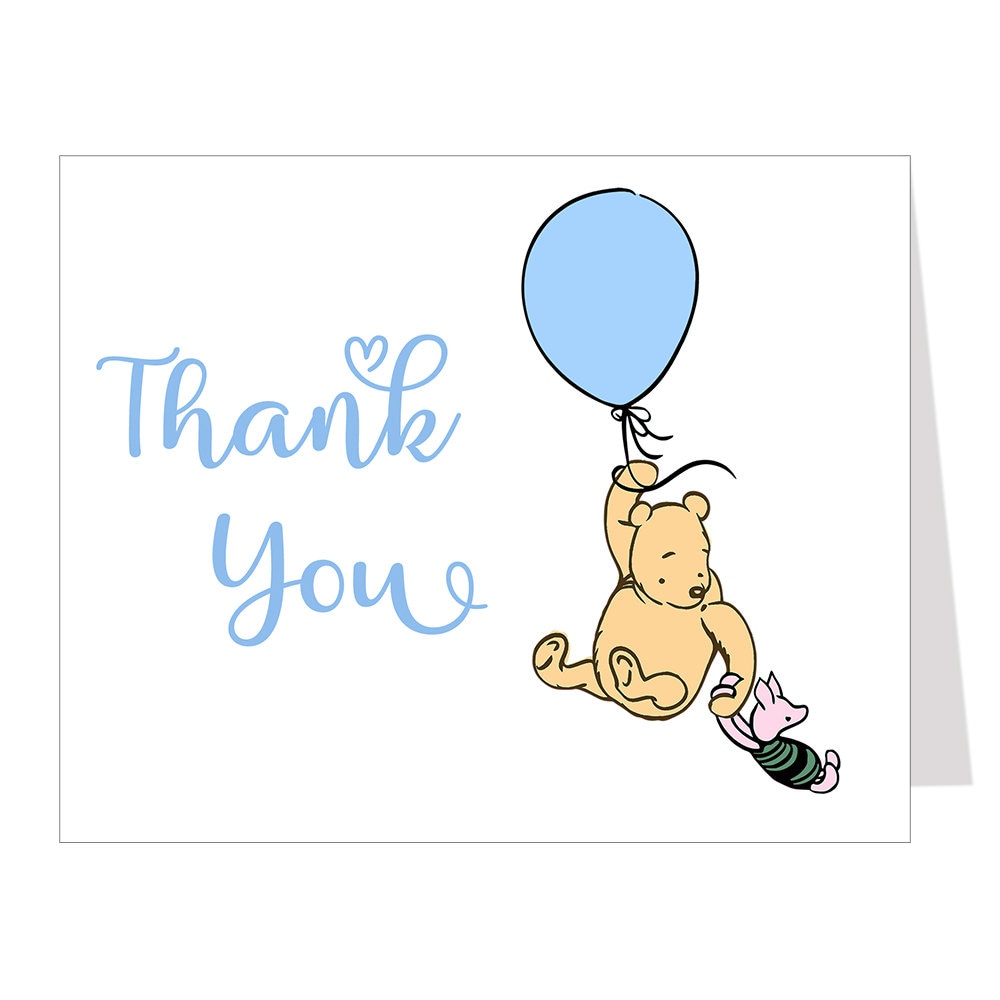 サンキューカード手書き　poohページ Winnie the Pooh Thank You Card - Etsy