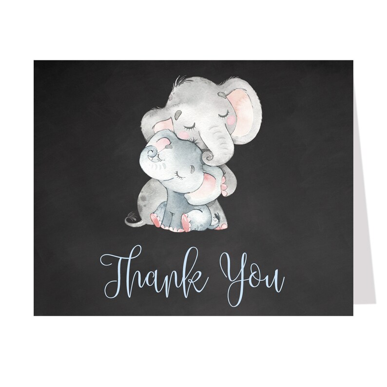 Pink 20 Folding Notes Balloon Sprinkle Blue Birthday Gray Blank Inside Baby Shower Elephant Thank You Cards Chalkboard