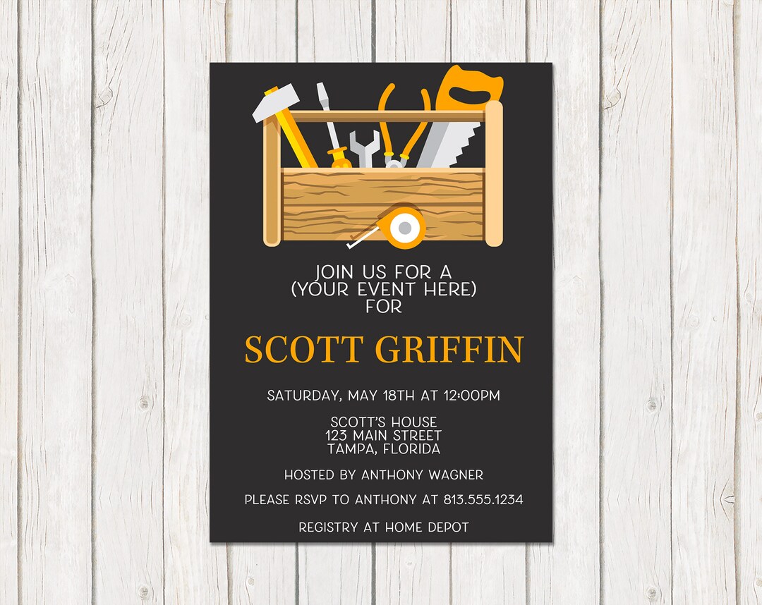 Printed Tool Invitations Groom Shower Bachelor Party Etsy
