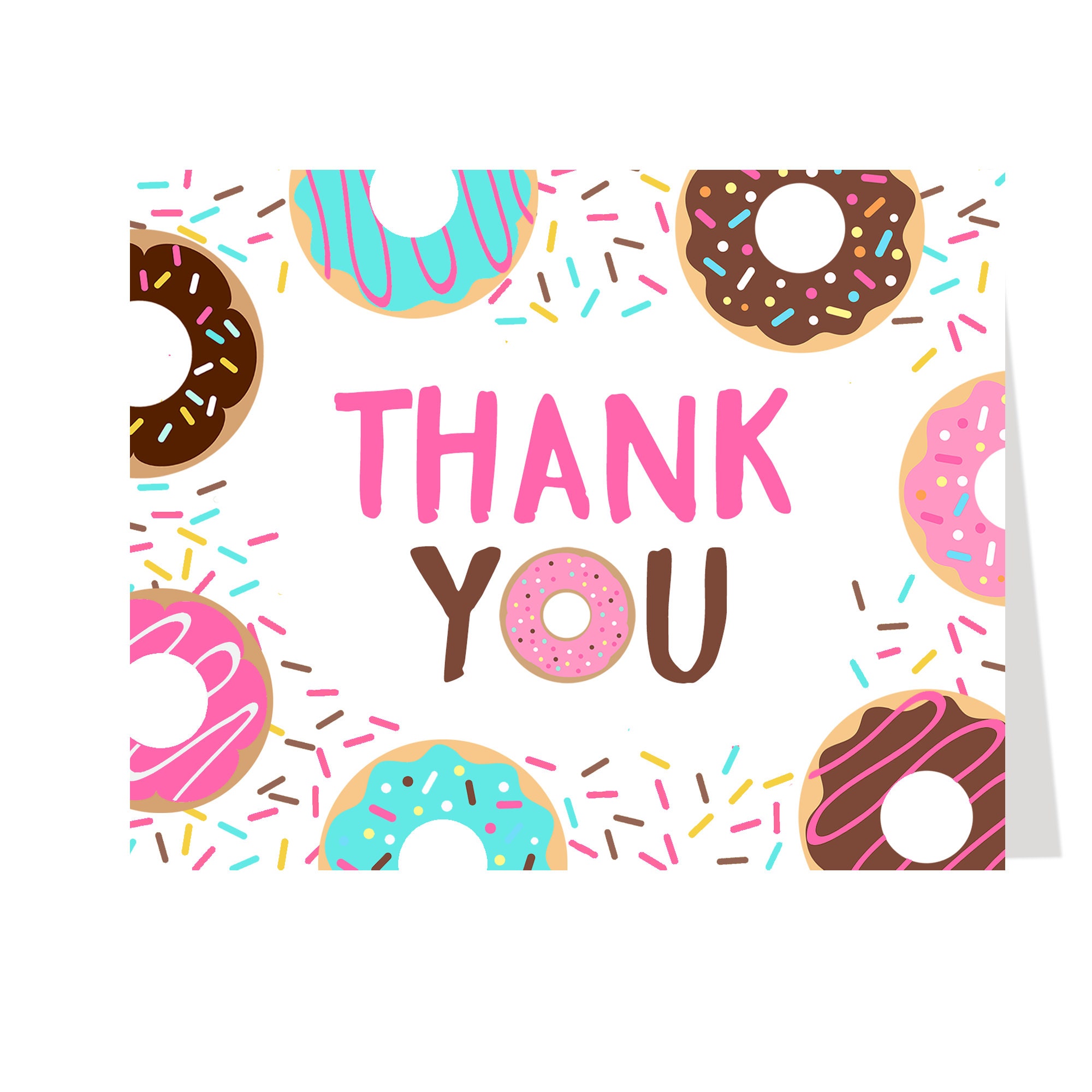 Donut Thank You Cards Baby Shower Birthday Pink Doughnut Etsy Donut Thank You Cards Baby Shower Birthday Pink Doughnut Etsy
