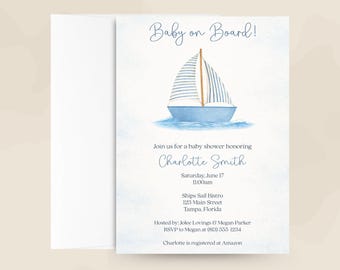 Baby on Board Shower Invitation – Nautical Design, Printed