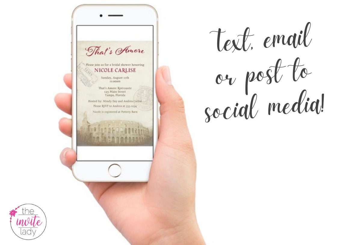 Italian Bridal Shower Invitations Italy Amore Burgundy Etsy