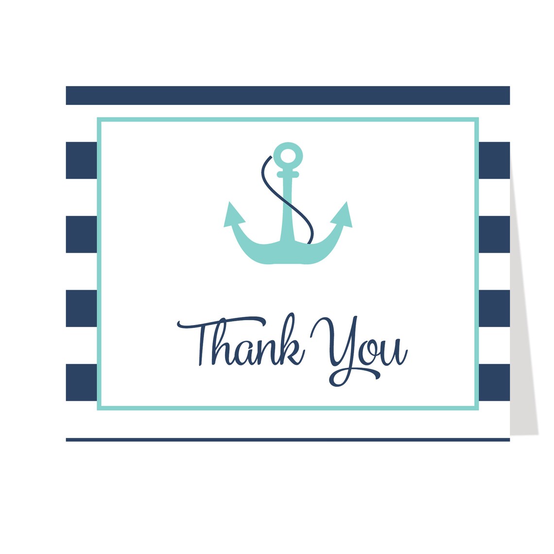 Nautical Thank You Cards Baby Shower Birthday Boys Aqua Etsy