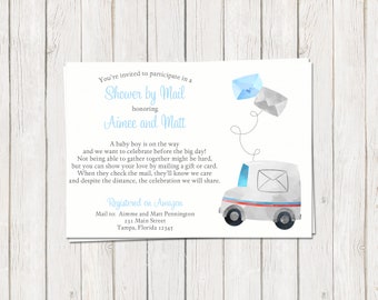 Baby Shower by Mail Invitation, Virtual Shower, Boy, Blue, Pink, Girl, Virtual, Digital, Printable INSTANT DOWNLOAD Fully Editable Invite