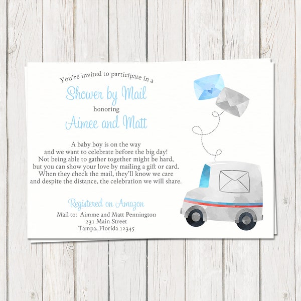 Baby Shower by Mail Invitation, Virtual Shower, Boy, Blue, Pink, Girl, Virtual, Digital, Printable INSTANT DOWNLOAD Fully Editable Invite