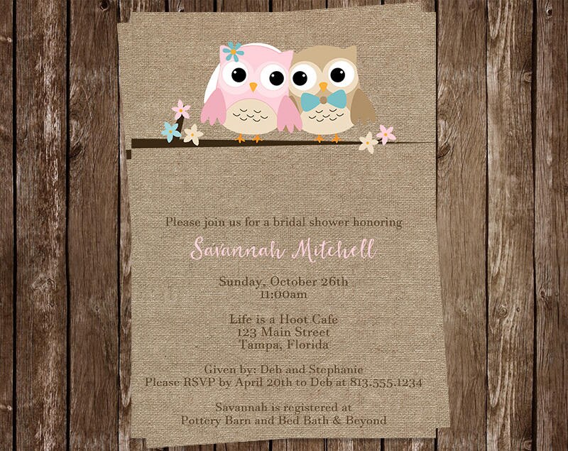 Couples Bridal Shower Invitations Owl Wedding Shower Owls Etsy