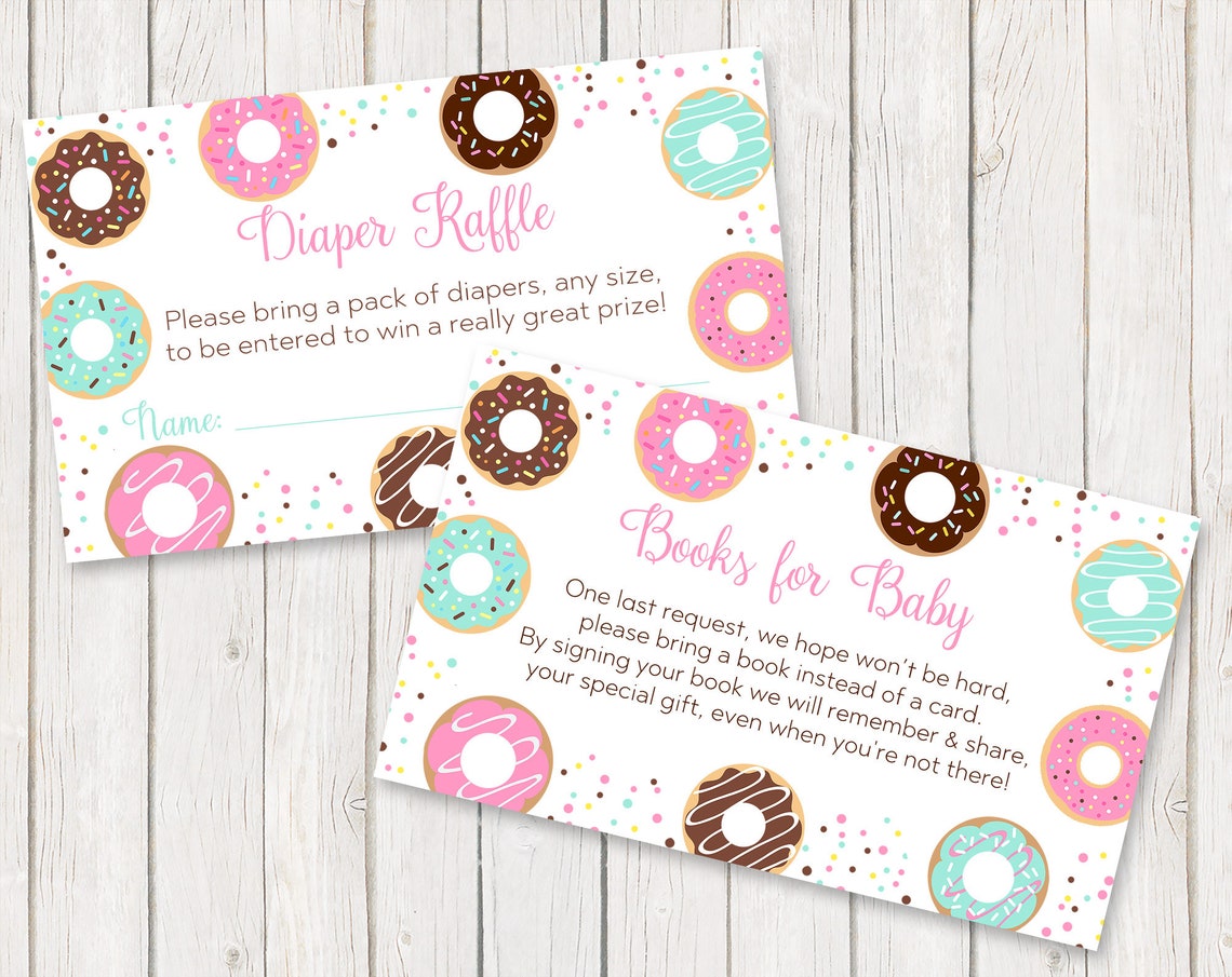 Baby Shower Bring A Book Diaper Raffles Donut Pink Etsy