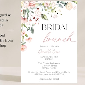 Bridal Brunch Shower Invitation – Pink Floral, Printed image 10