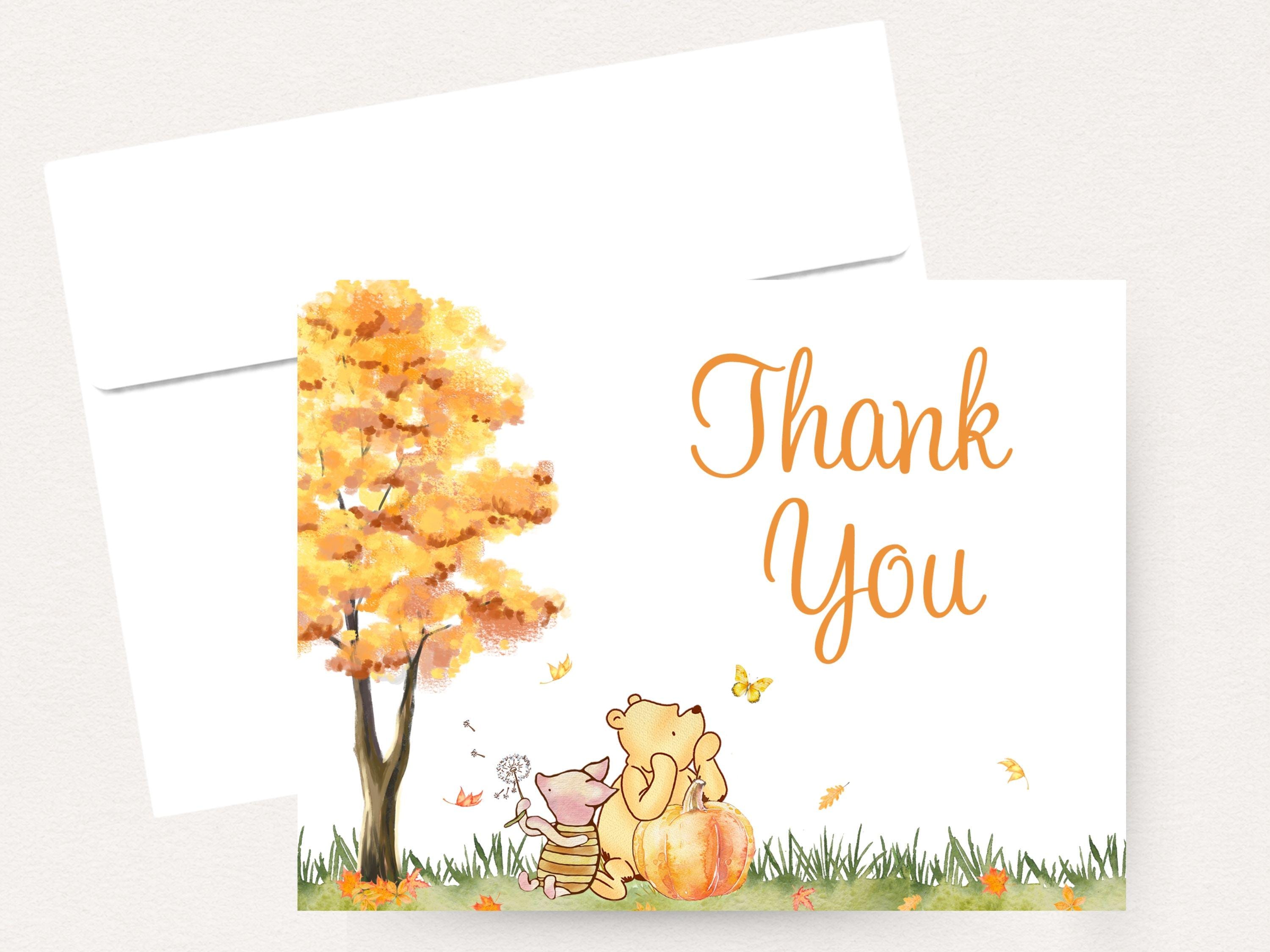 Winnie the Pooh Thank You Cards, Autumn Baby Shower Notes - Etsy