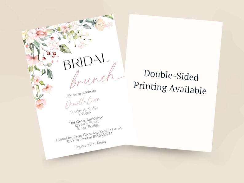 Bridal Brunch Shower Invitation – Pink Floral, Printed image 7
