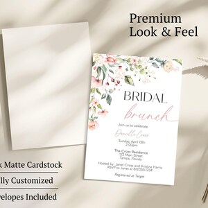 Bridal Brunch Shower Invitation – Pink Floral, Printed image 5