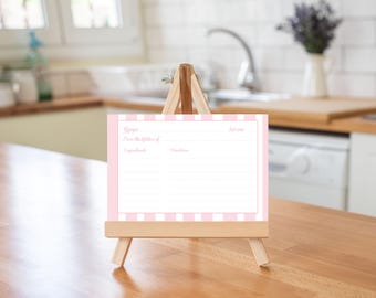 PRINTED Pretty in Pink Striped Recipe Card | She's Tying the Knot | Double sided cards | Bridal Shower | Housewarming Gift