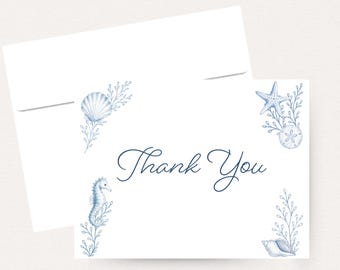 Coastal Bridal Shower Thank you Cards –  Nautical Shower Notes