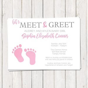 Sip and See, Baby Shower, Invitation, Meet and Greet, Hello World,, Girl, Pink, Printable, Digital, INSTANT DOWNLOAD Fully Editable Invite