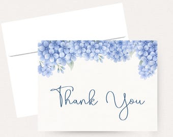 Hydrangea Floral Thank You Cards, Baby Shower, Bridal Shower