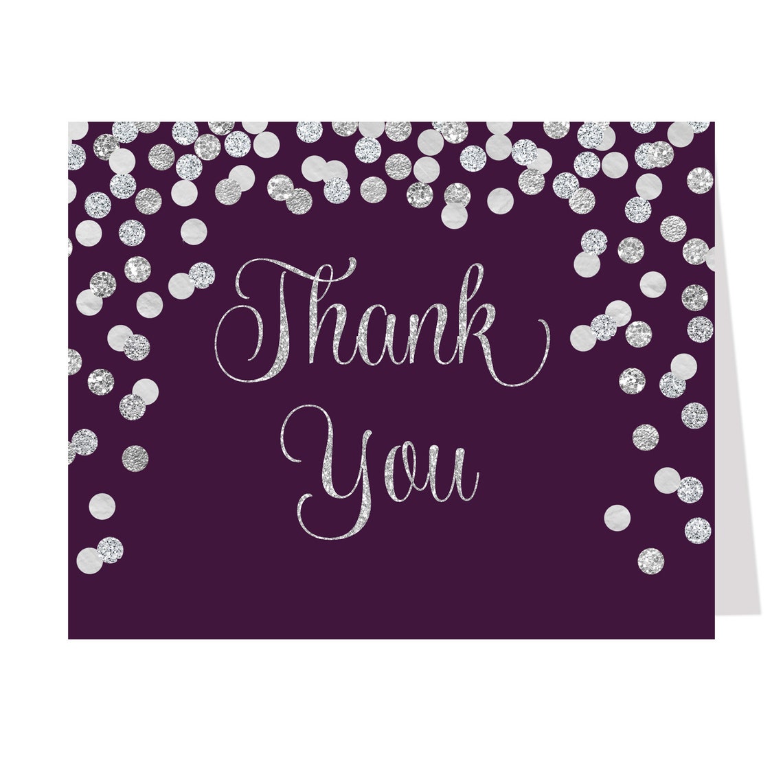 Thank You Cards Bridal Shower Wedding Confetti Silver Etsy