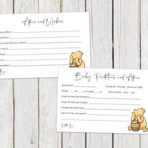 Winnie l'ourson, prédictions ou conseils pour une future maman, jeux de baby shower, activités vintage, nostalgique, rétro, cartes imprimées