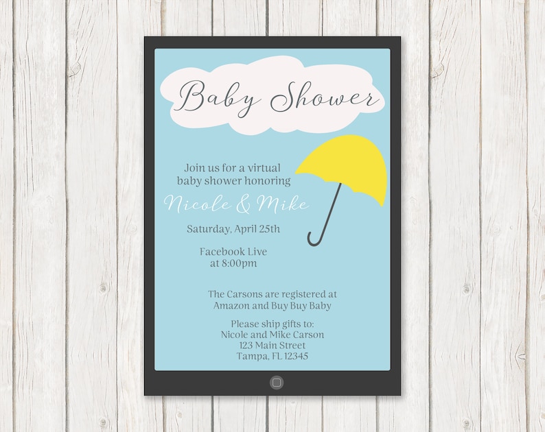 Umbrella Baby Shower Invitation INSTANT DOWNLOAD Fully Editable Invite Printable Blue Unisex Pink Boys Shower by Mail Girls Virtual