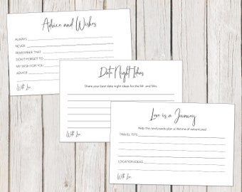 Tarjetas editables para juegos de despedida de soltera, consejos y deseos (descarga digital)